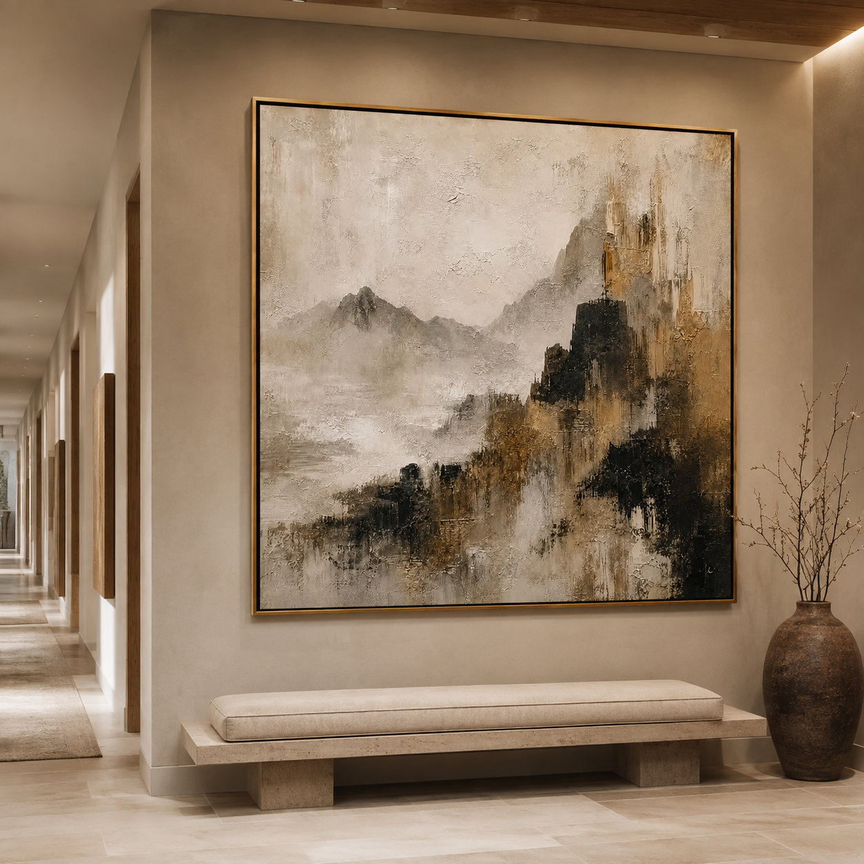 Misty Castle-Abstract Mountain Landscape Painting