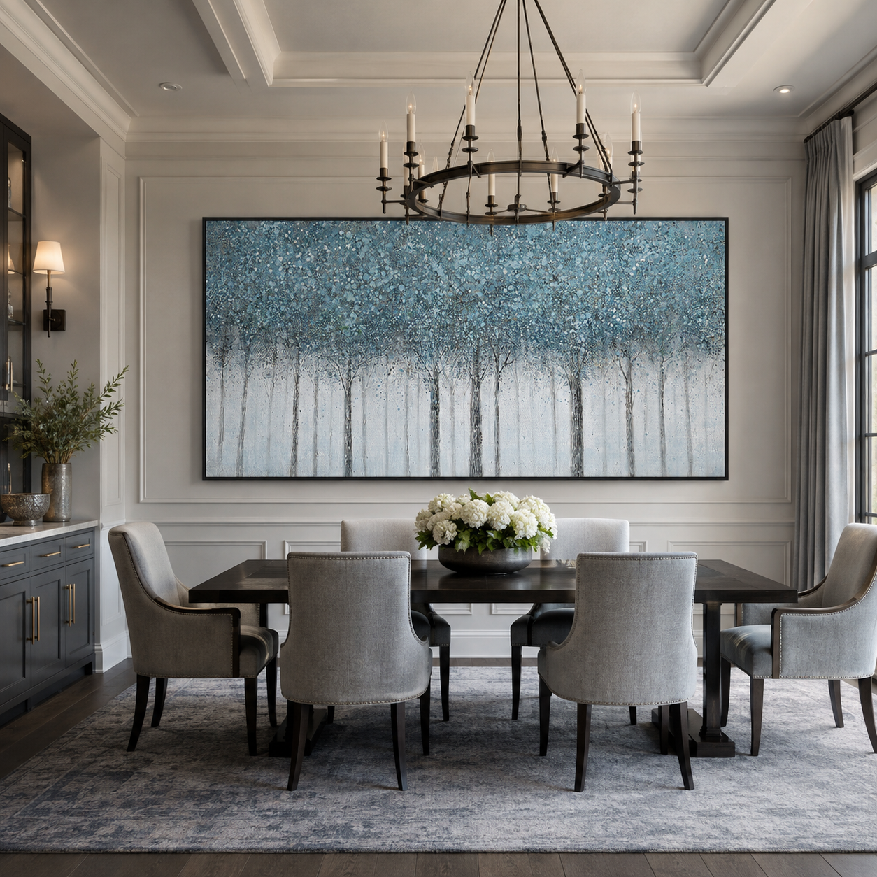 Blue Veil-Misty Forest Painting