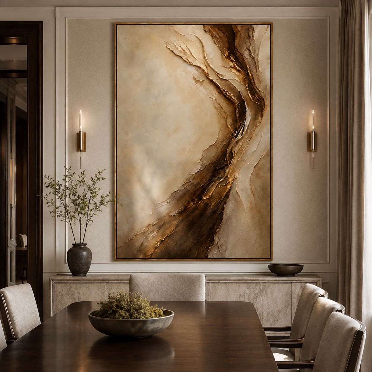 Golden Flow-Abstract Texture Oil Painting