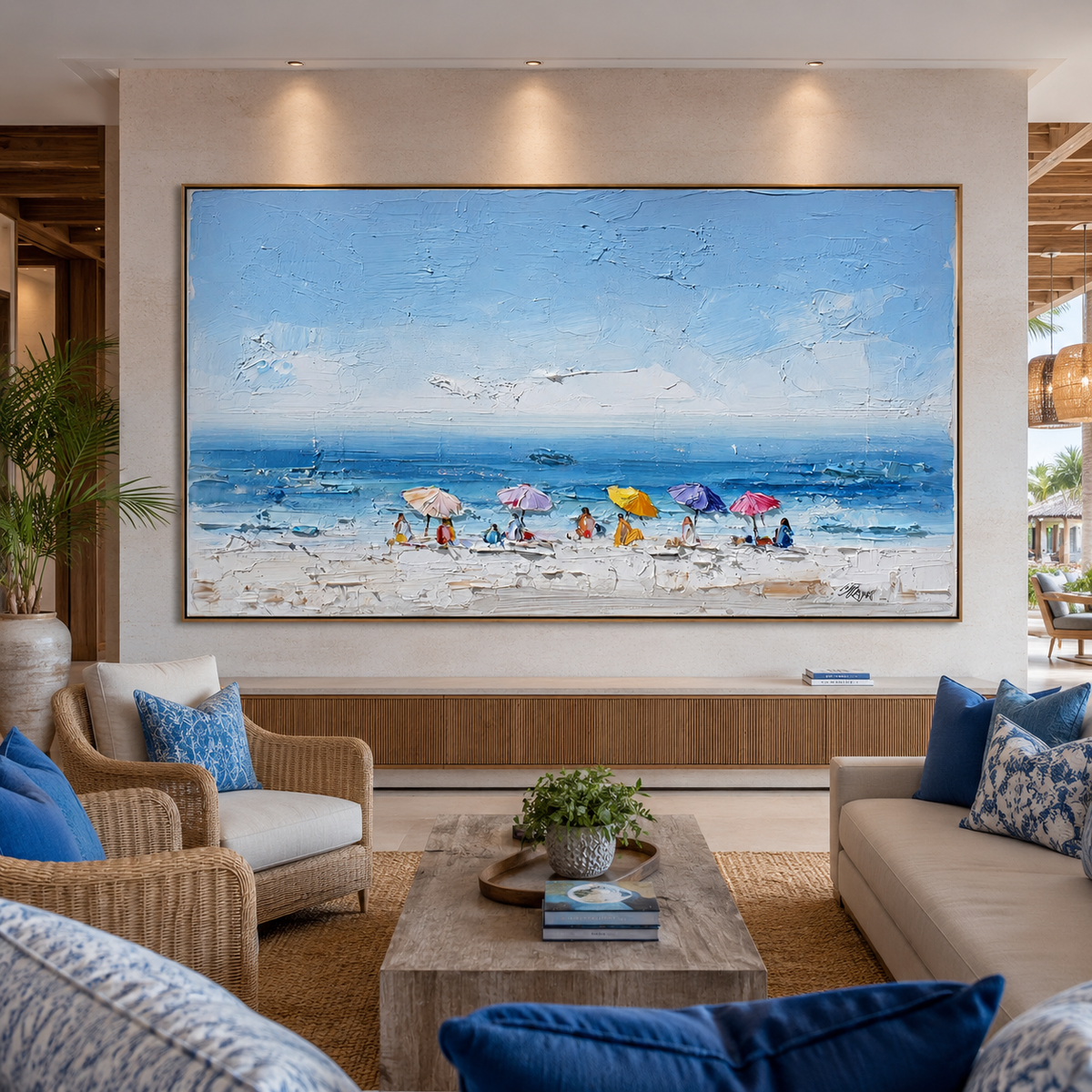 Summer Shore-Colorful Beach Umbrella Painting