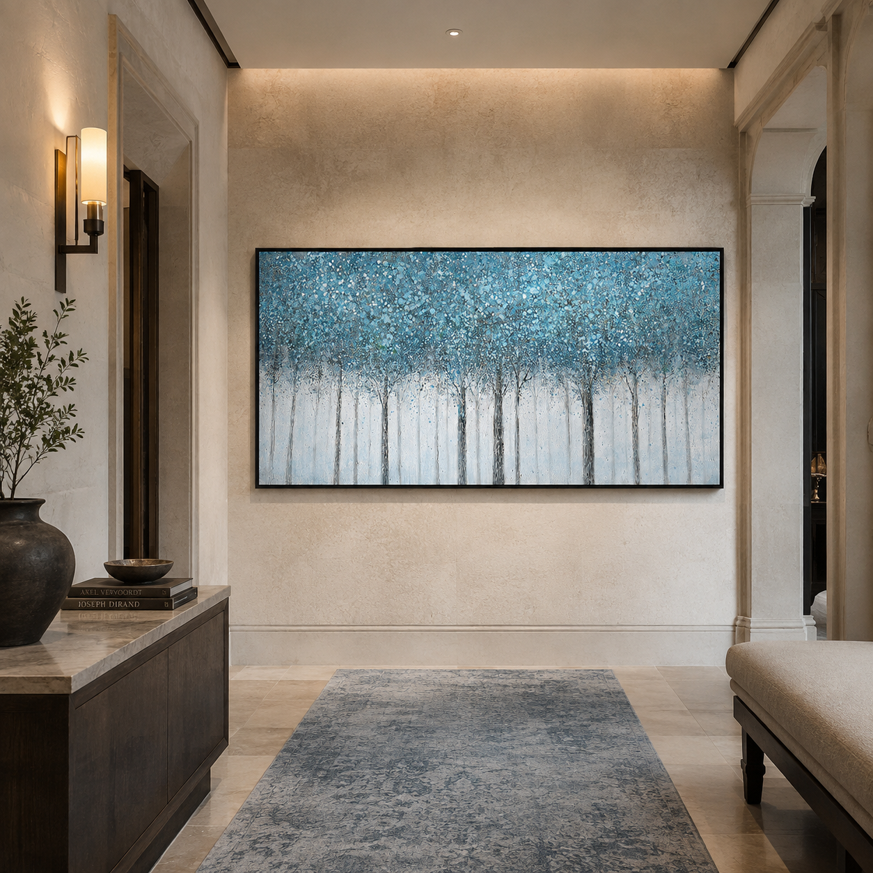 Blue Veil-Misty Forest Painting