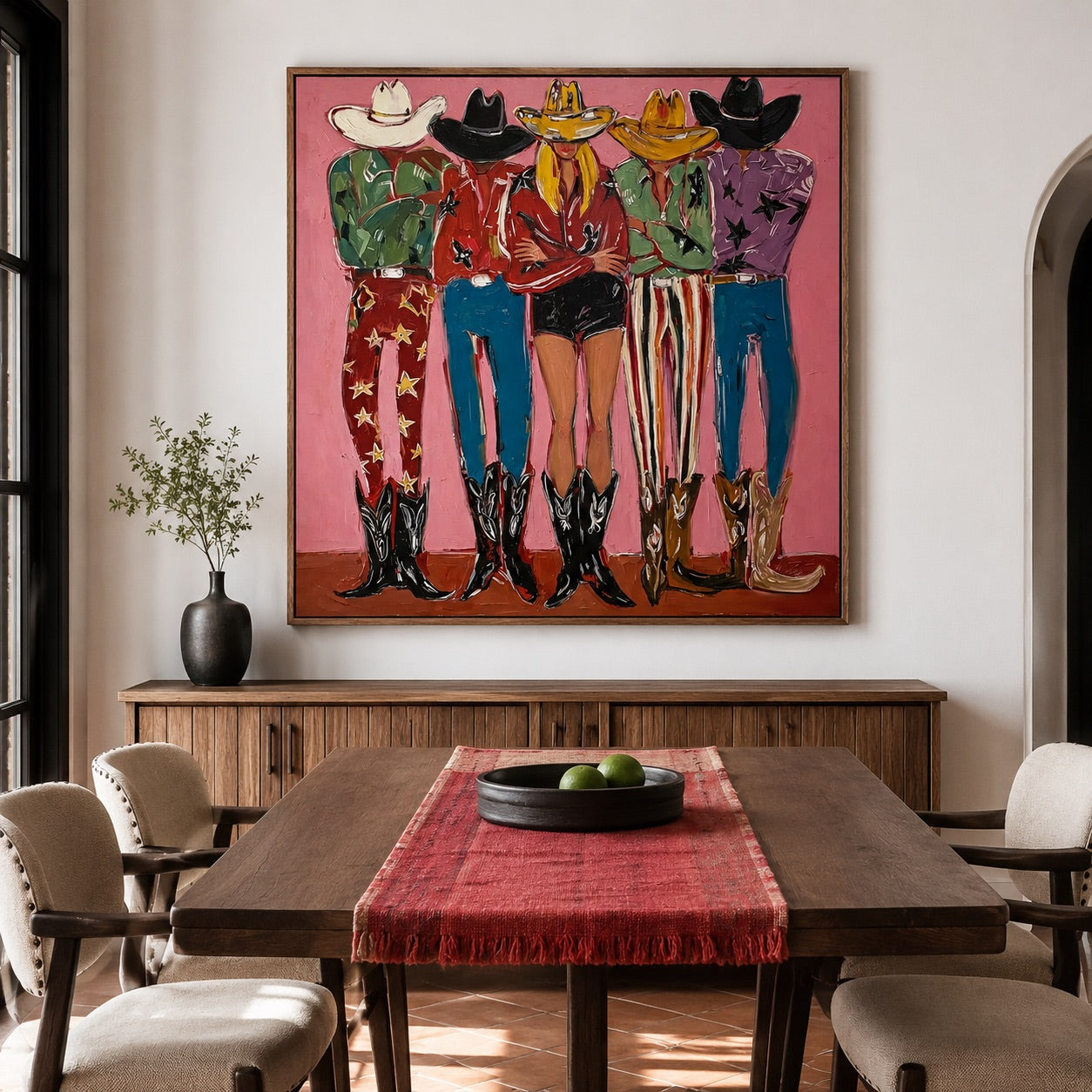 Pink Posse-Western Group Oil Painting