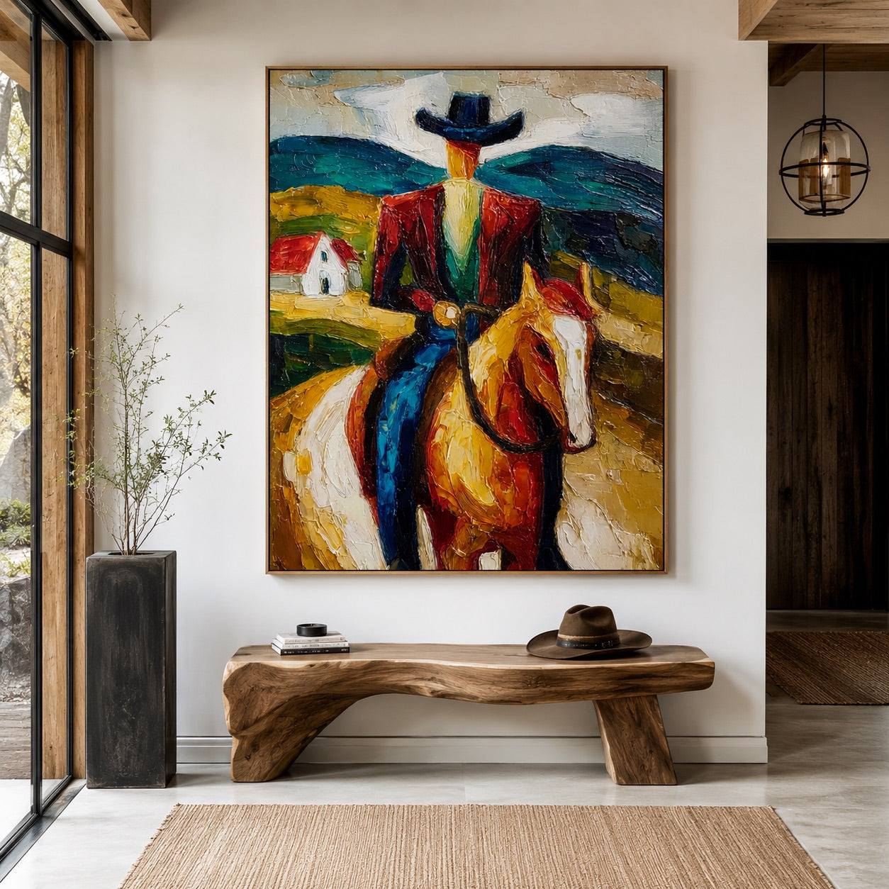Prairie Blaze-Colorful Cowboy Horse Painting