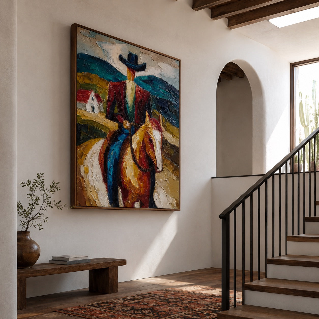 Prairie Blaze-Colorful Cowboy Horse Painting