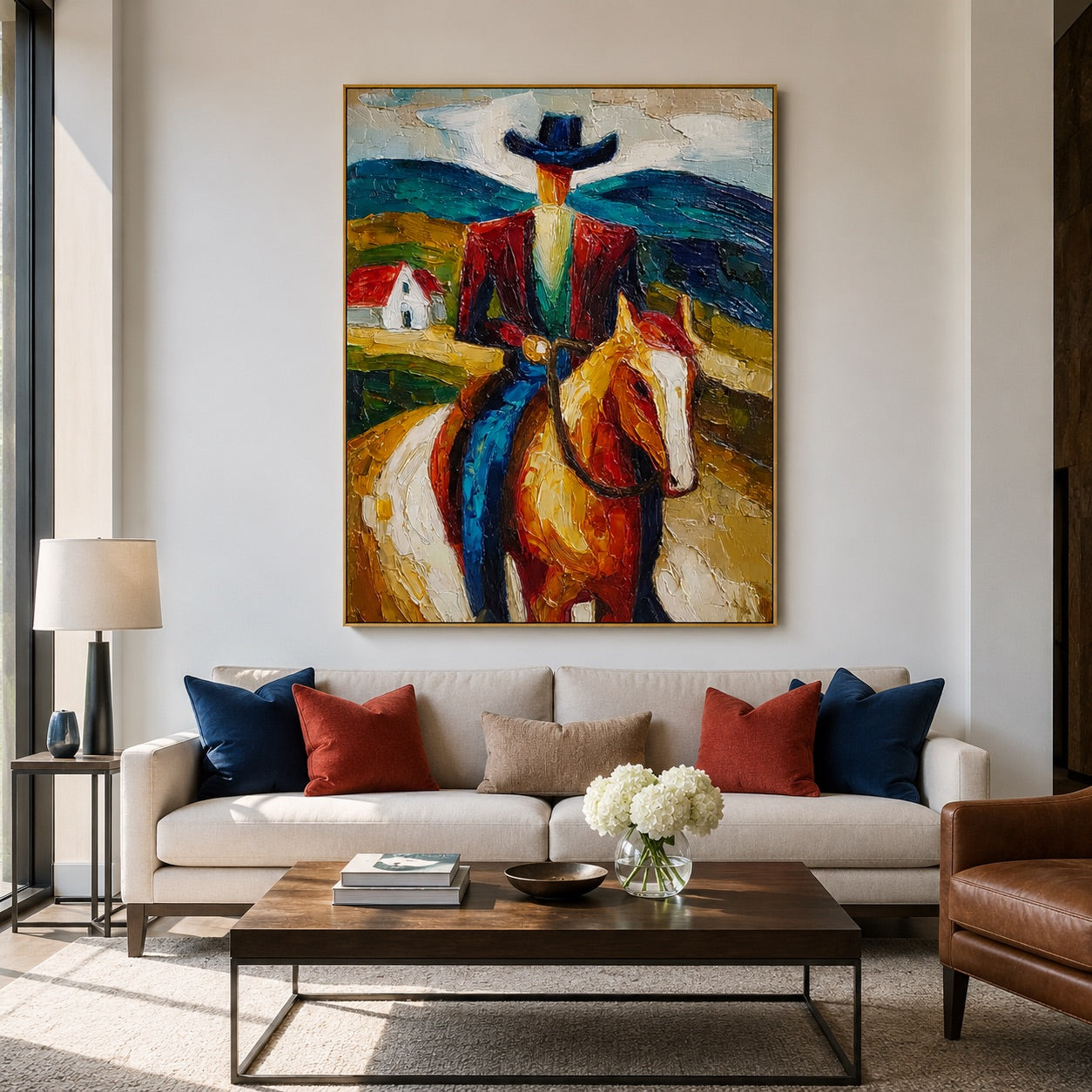 Prairie Blaze-Colorful Cowboy Horse Painting