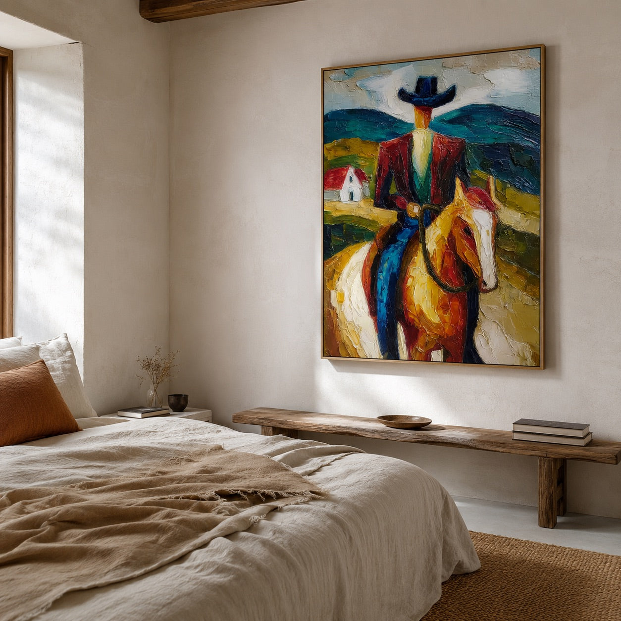 Prairie Blaze-Colorful Cowboy Horse Painting