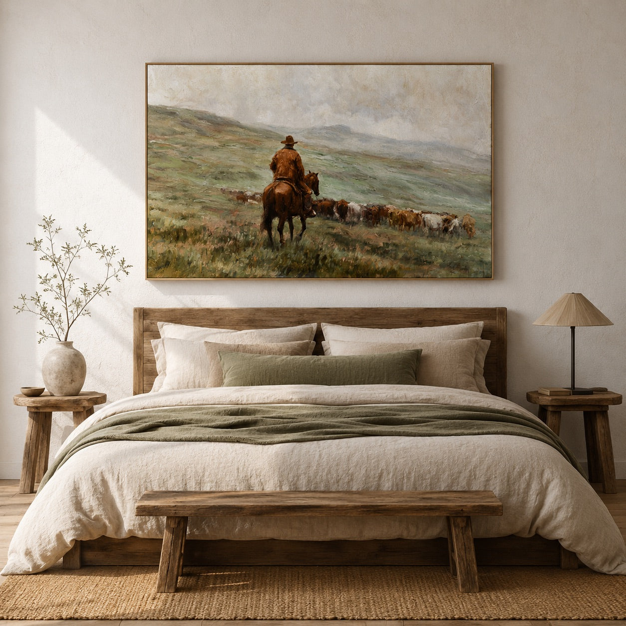 Open Range-Cowboy Cattle Oil Painting