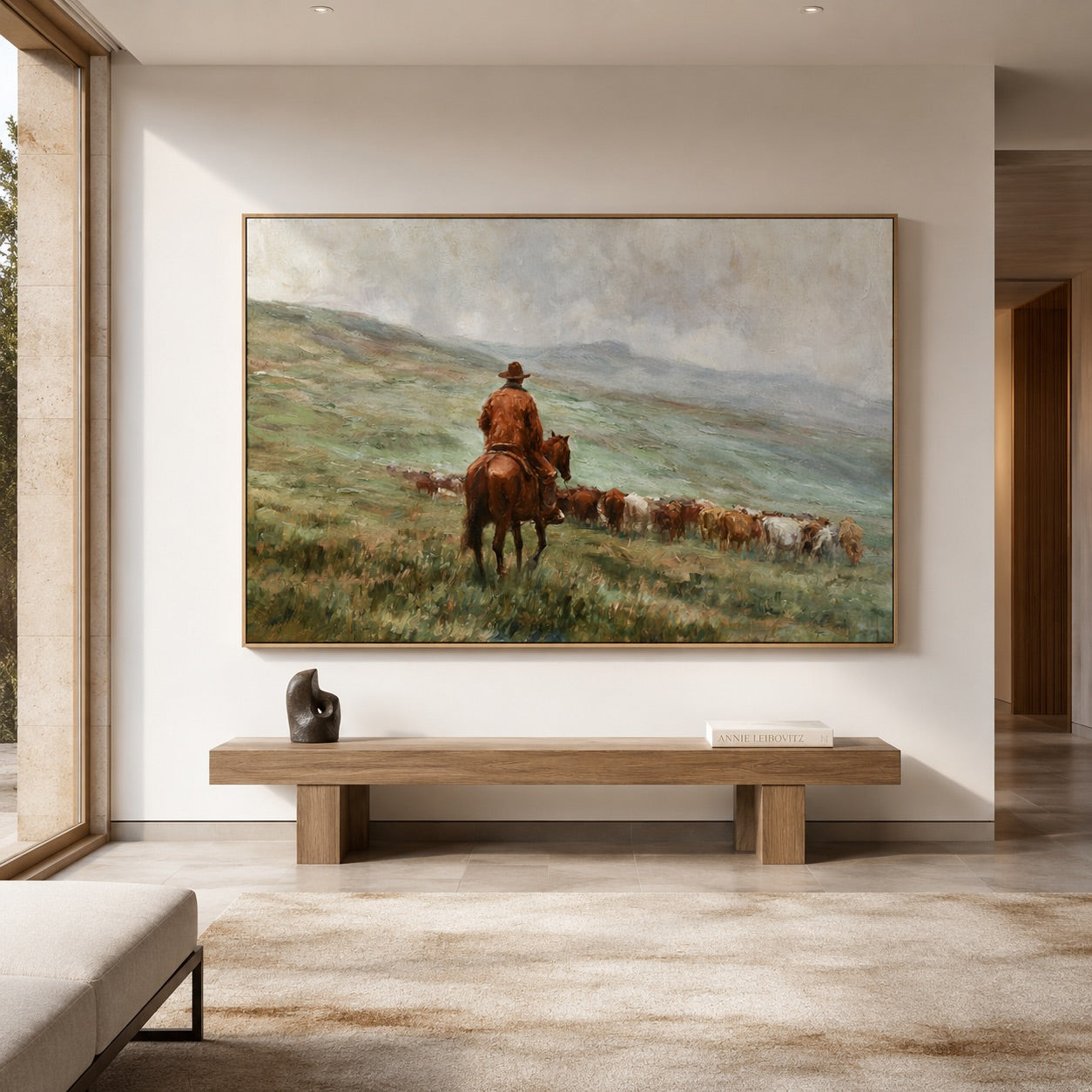 Open Range-Cowboy Cattle Oil Painting