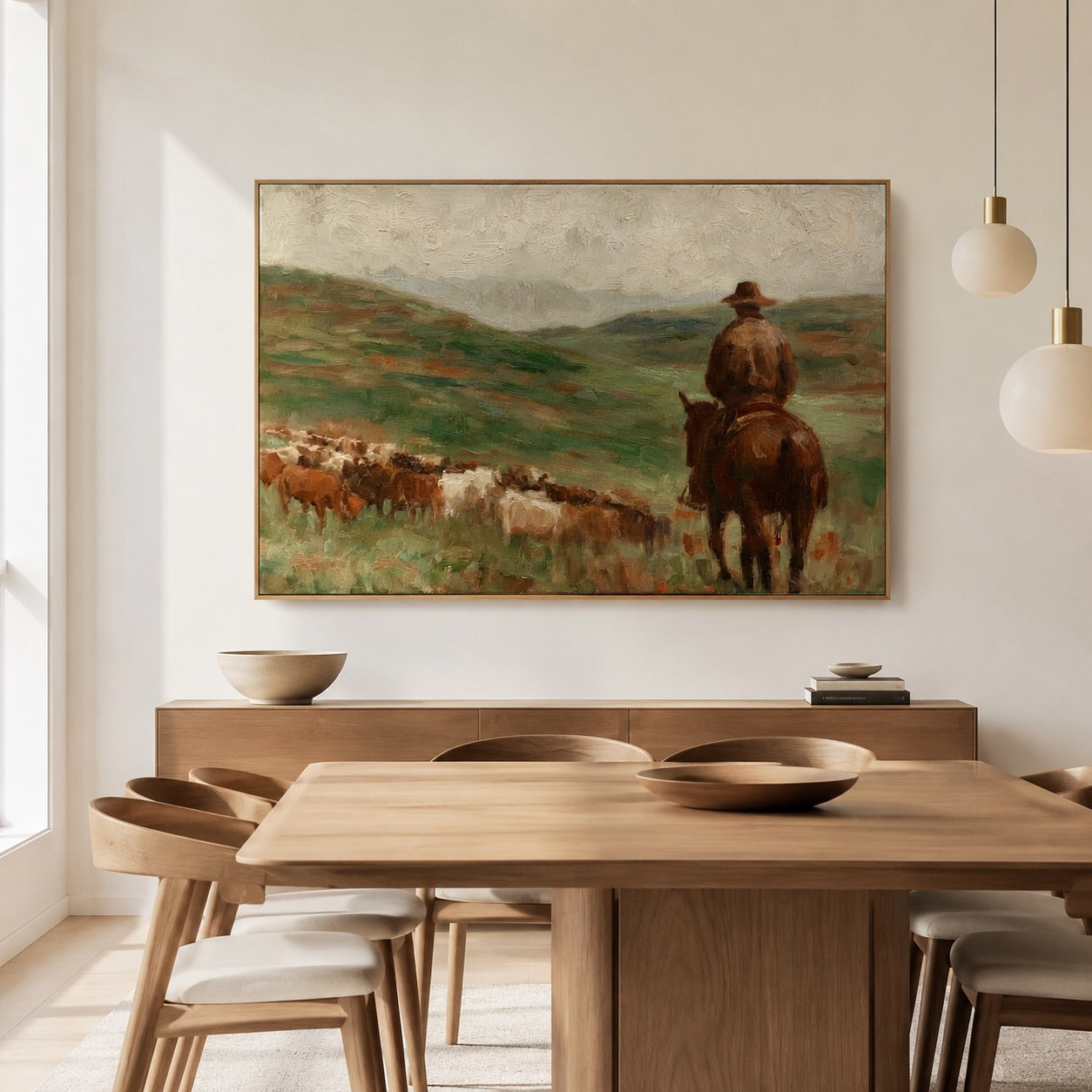 Valley Drift-Cowboy Cattle Oil Painting