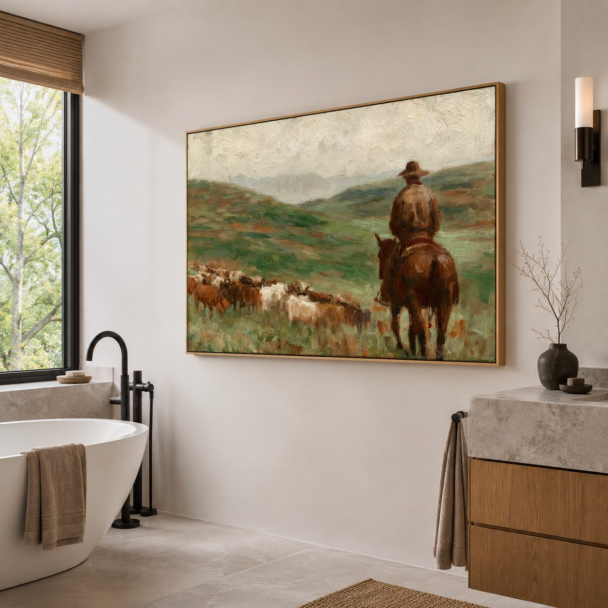 Valley Drift-Cowboy Cattle Oil Painting