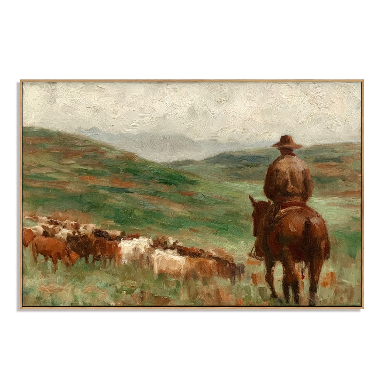 Valley Drift-Cowboy Cattle Oil Painting