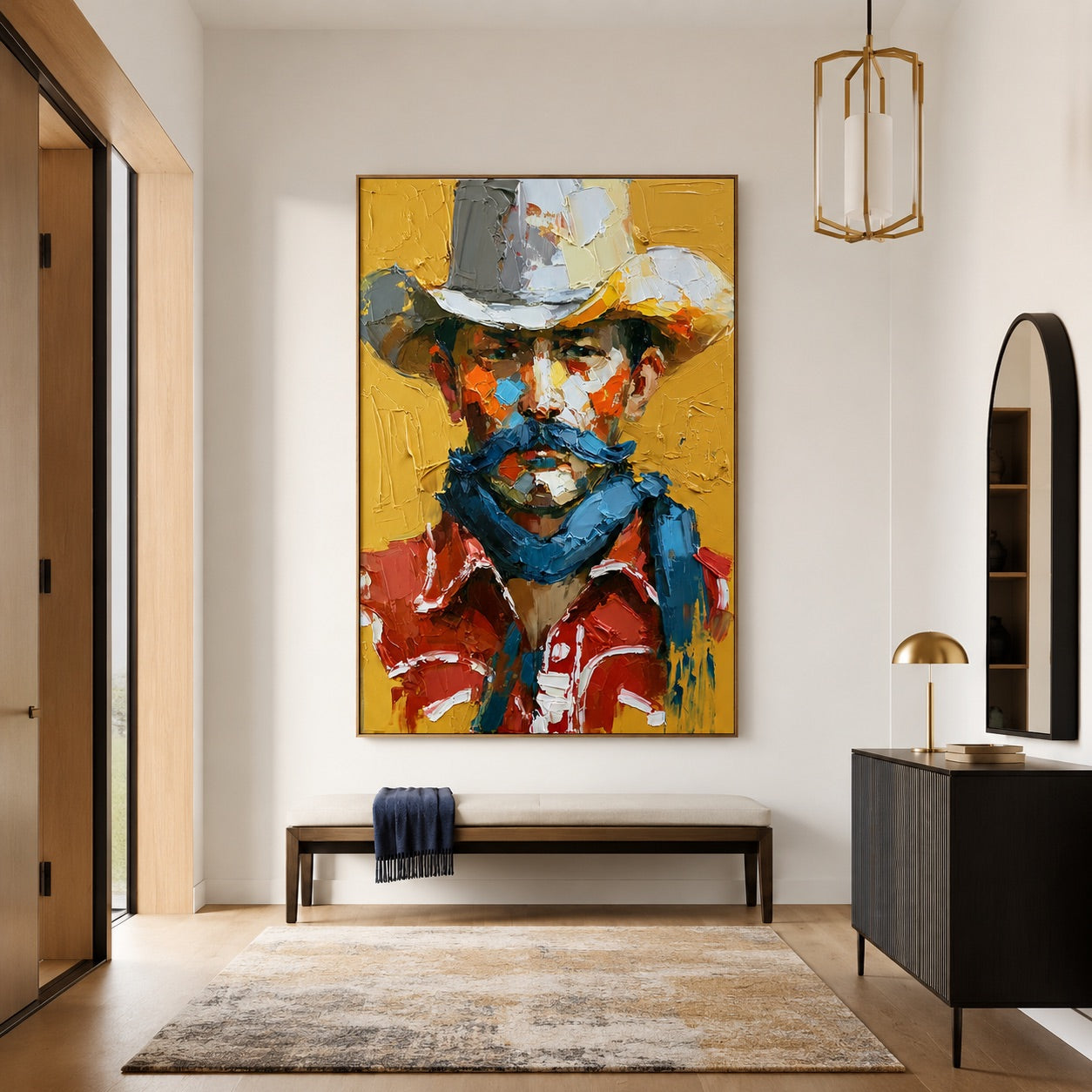 Mustache Maverick-Cowboy Portrait Oil Painting