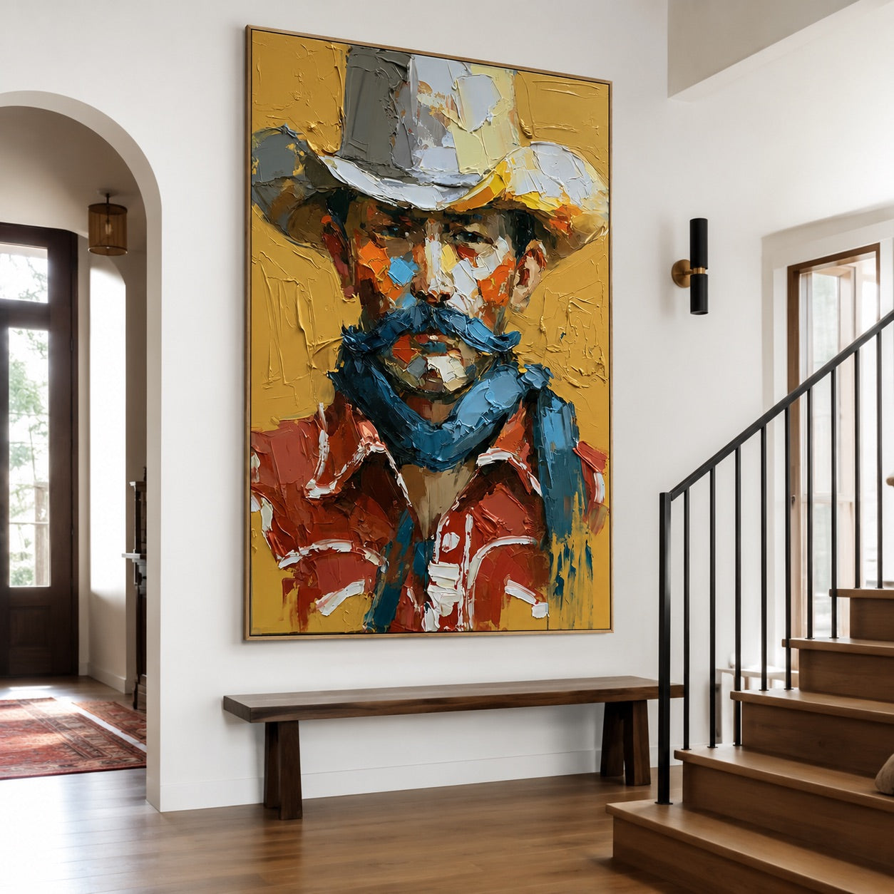 Mustache Maverick-Cowboy Portrait Oil Painting
