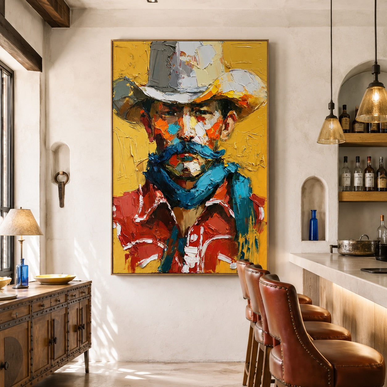 Mustache Maverick-Cowboy Portrait Oil Painting