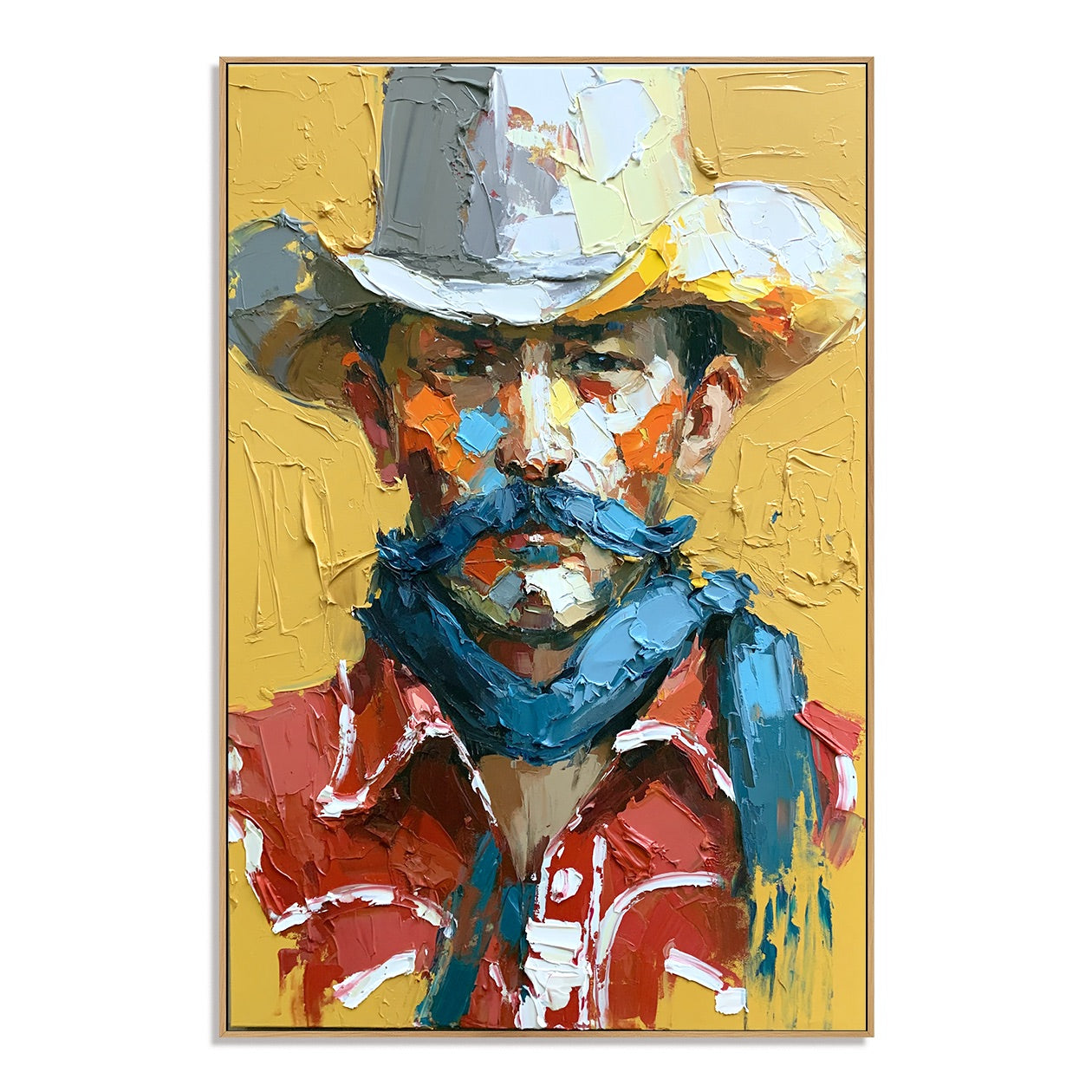 Mustache Maverick-Cowboy Portrait Oil Painting