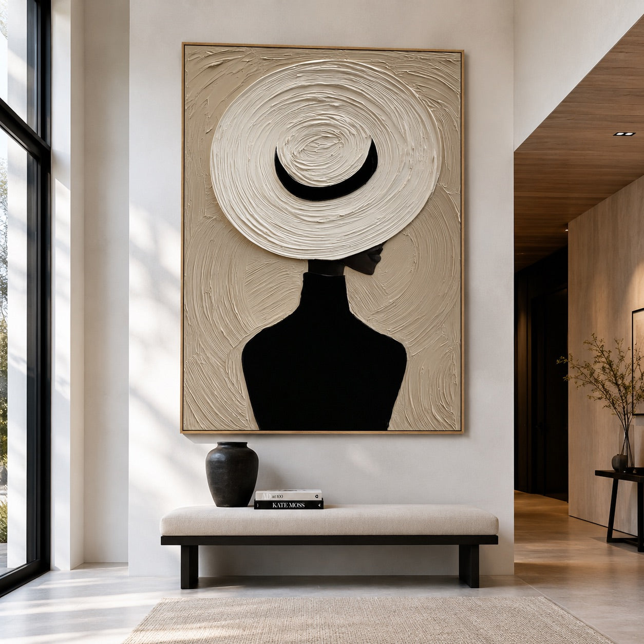 Halo Brim-Minimalist Woman Oil Painting
