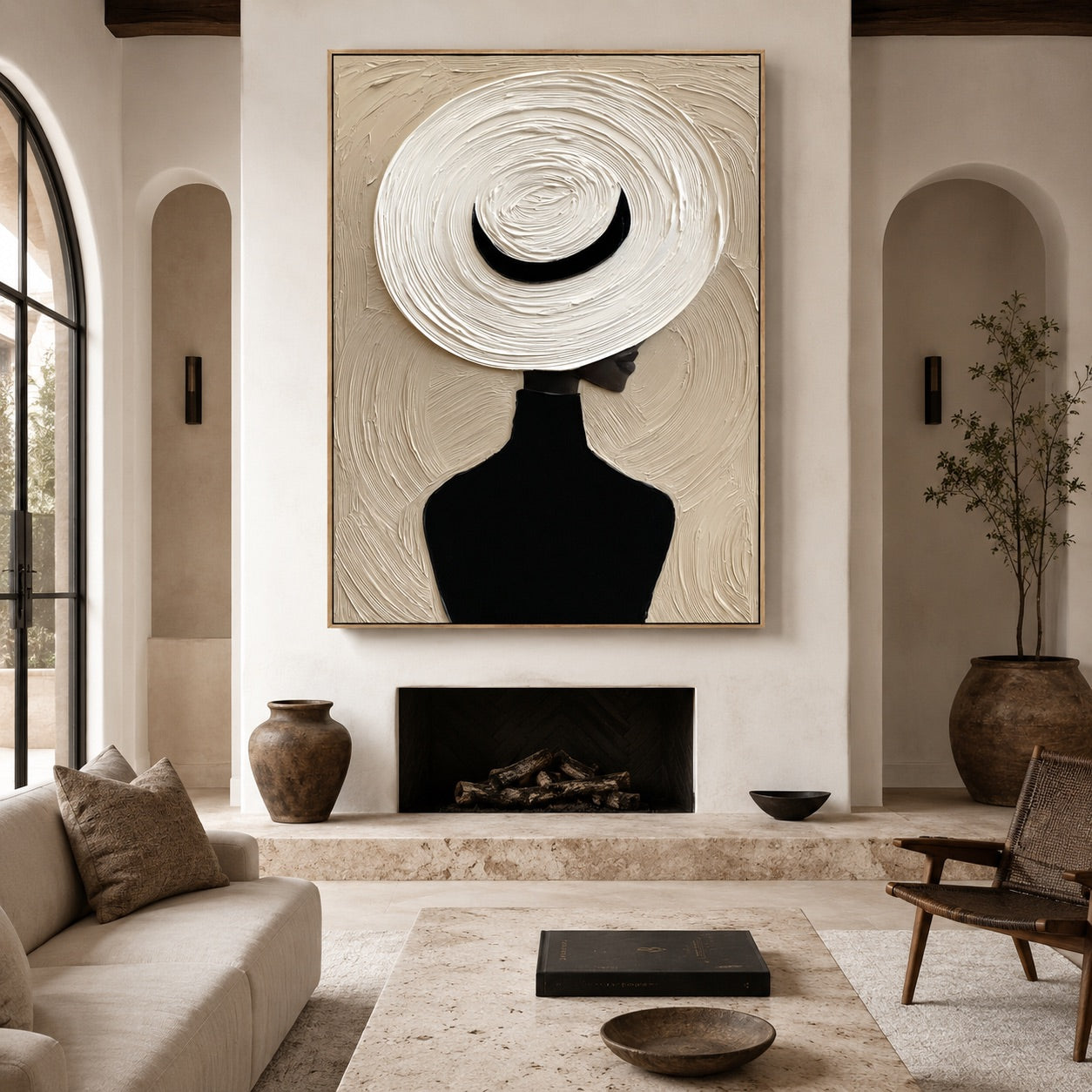 Halo Brim-Minimalist Woman Oil Painting