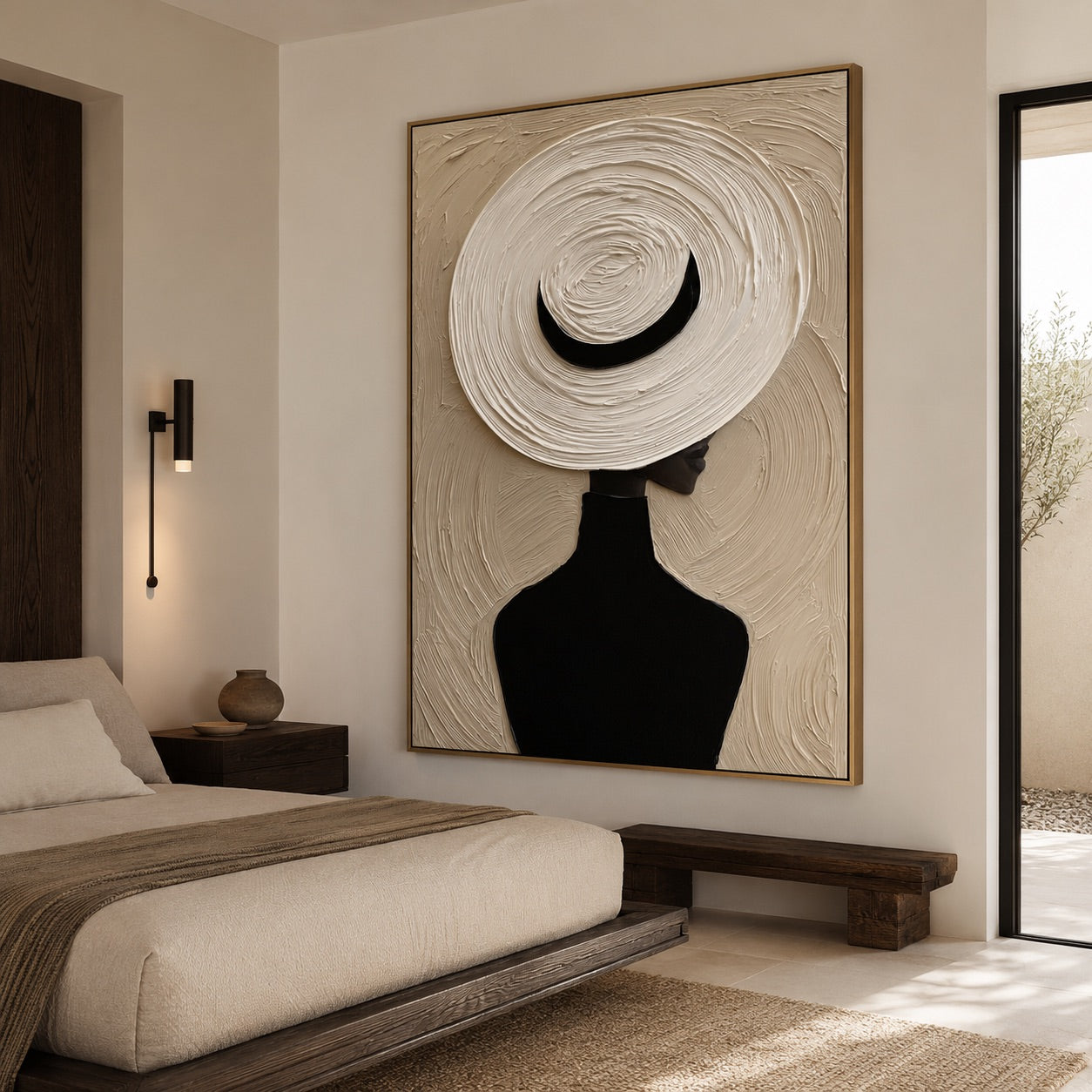 Halo Brim-Minimalist Woman Oil Painting