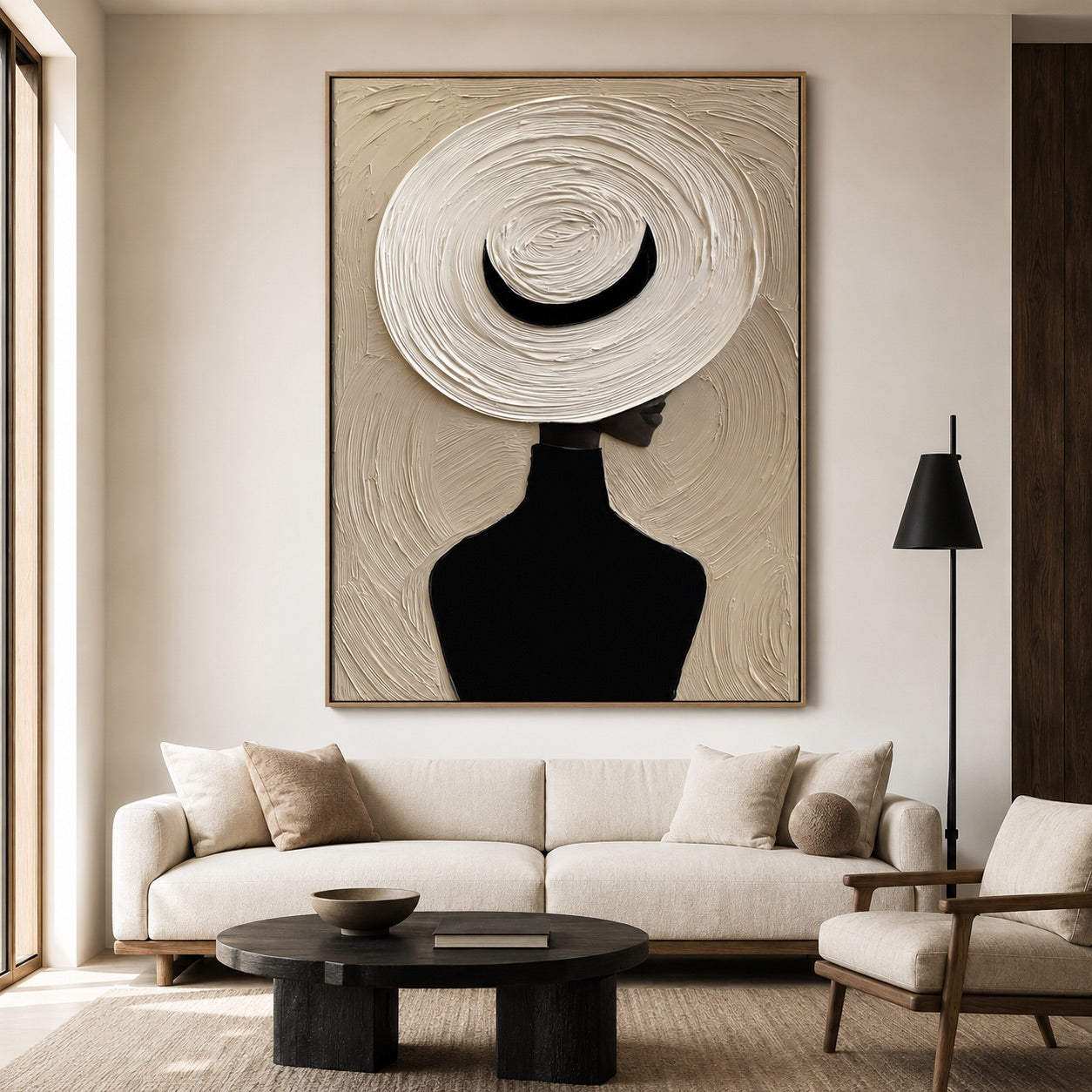 Halo Brim-Minimalist Woman Oil Painting