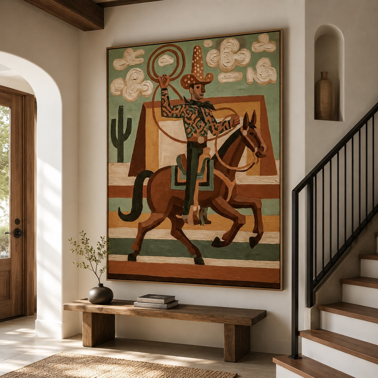 Lasso Rider-Western Cowboy Oil Painting
