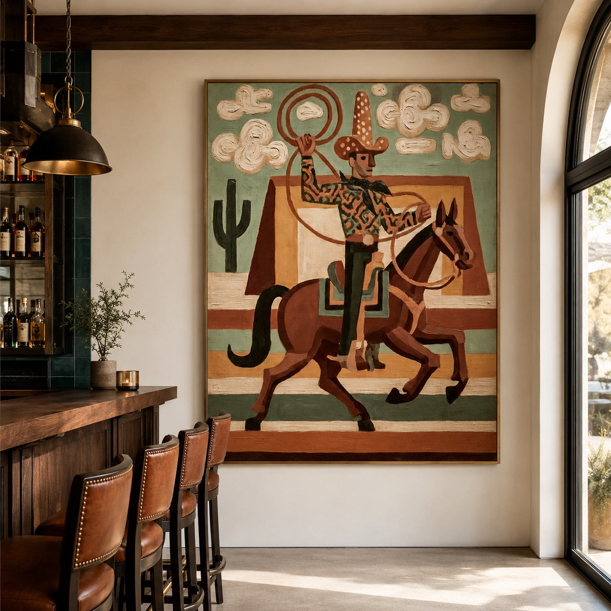 Lasso Rider-Western Cowboy Oil Painting