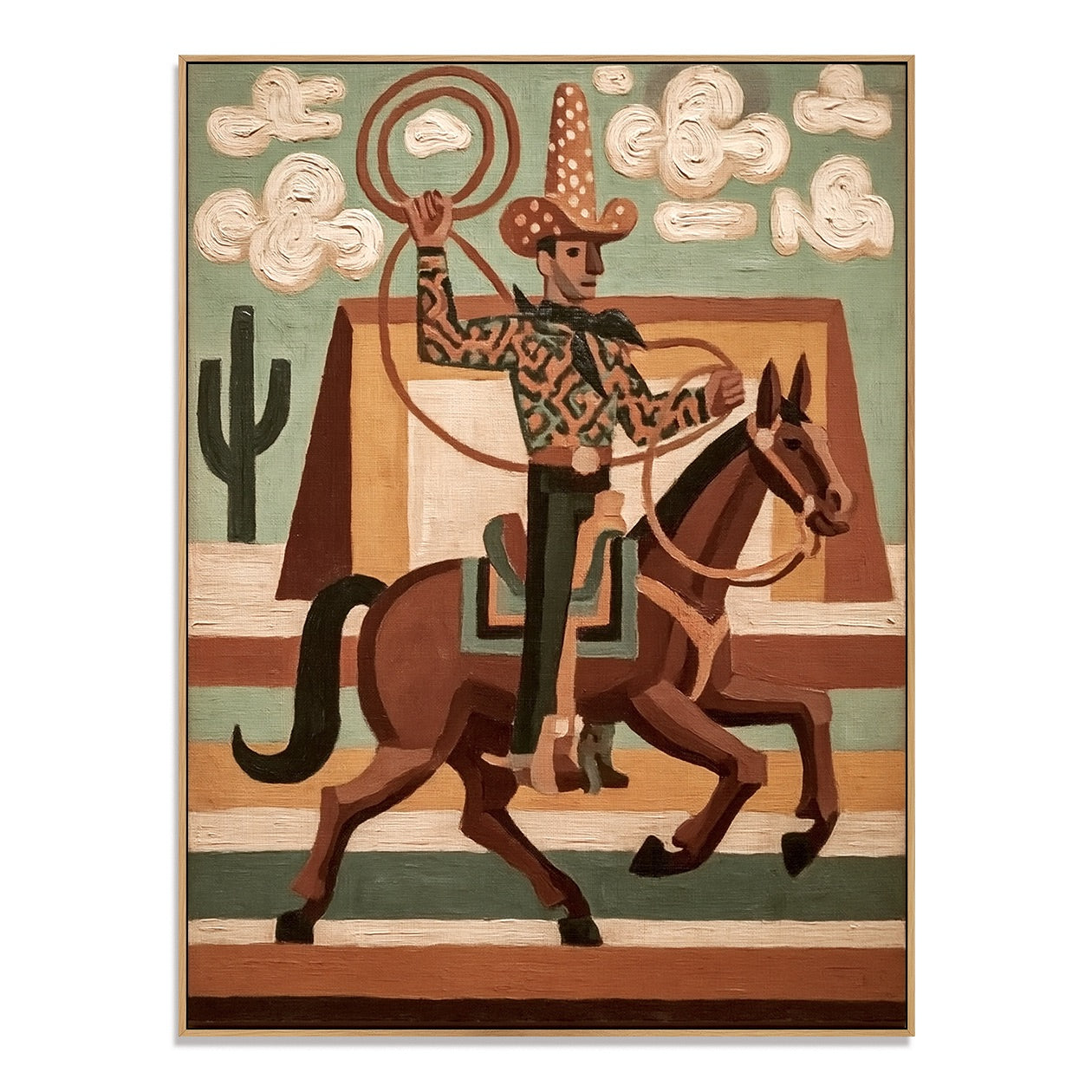 Lasso Rider-Western Cowboy Oil Painting