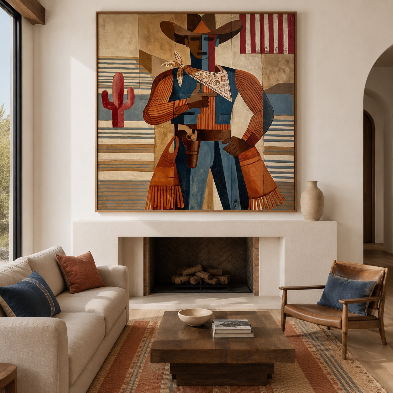 Frontier Patchwork-Cowboy Folk Art Painting