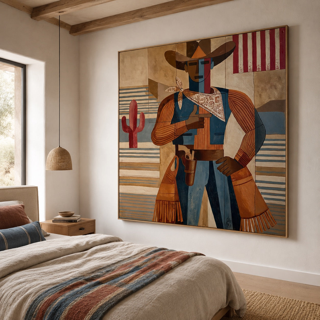 Frontier Patchwork-Cowboy Folk Art Painting