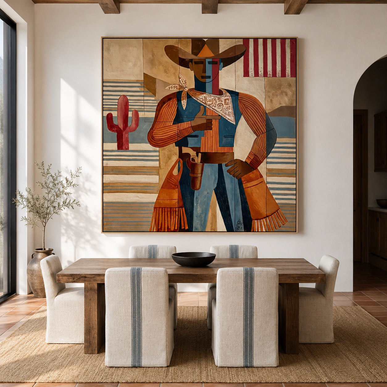Frontier Patchwork-Cowboy Folk Art Painting