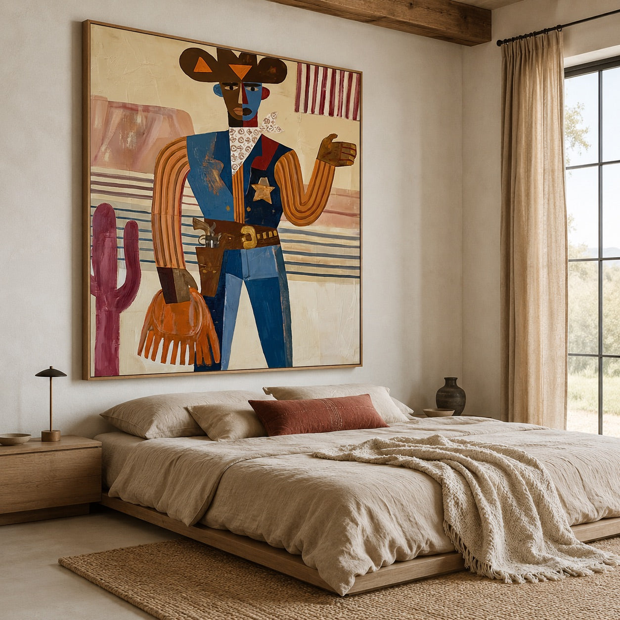 Desert Marshal-Cowboy Folk Art Painting