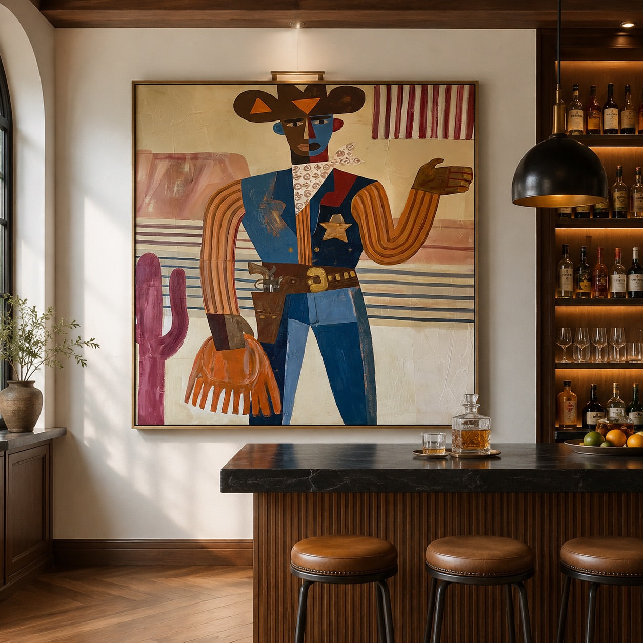Desert Marshal-Cowboy Folk Art Painting
