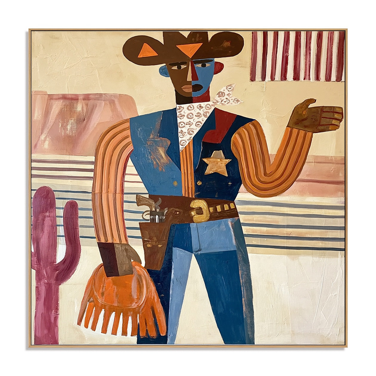 Desert Marshal-Cowboy Folk Art Painting