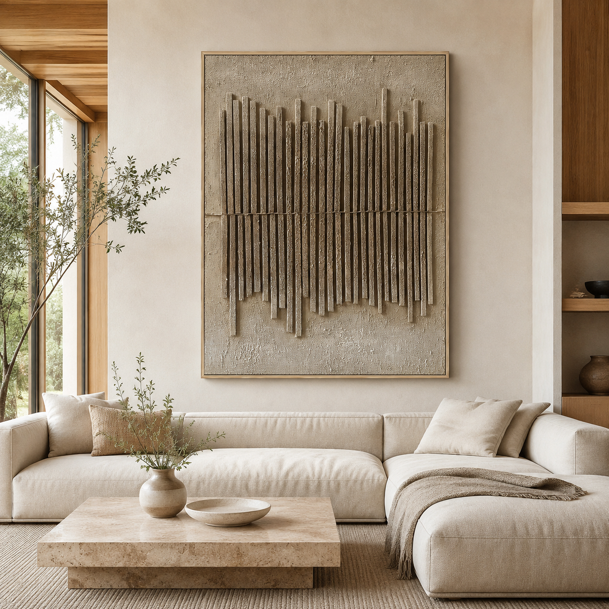 Vertical Harmony Relief-Abstract Textured Wall Art