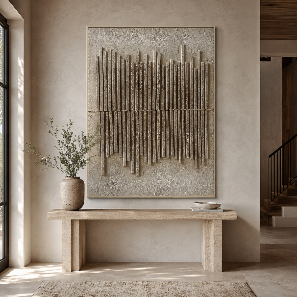 Vertical Harmony Relief-Abstract Textured Wall Art