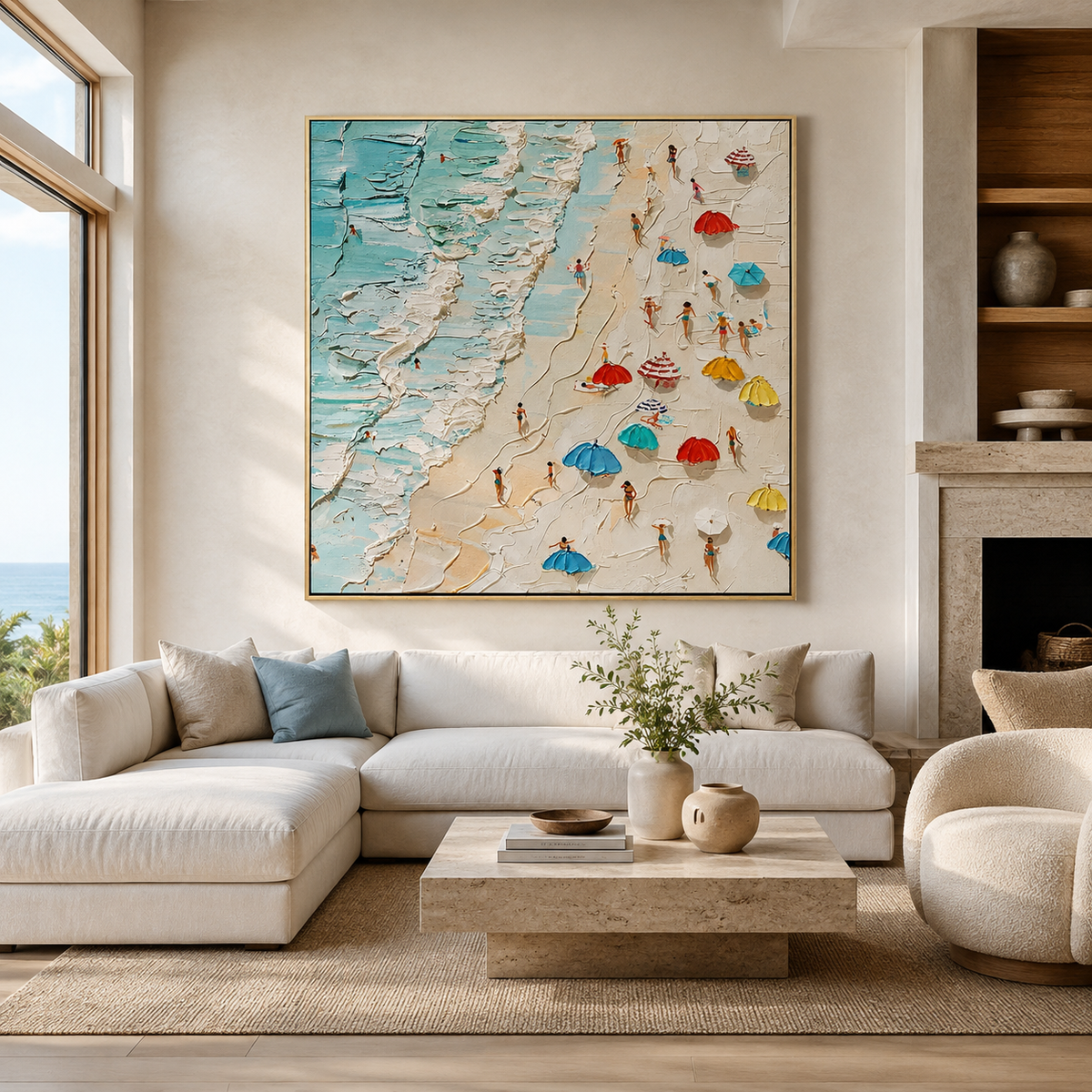 Shoreline Joy-Colorful Beach Scene Painting