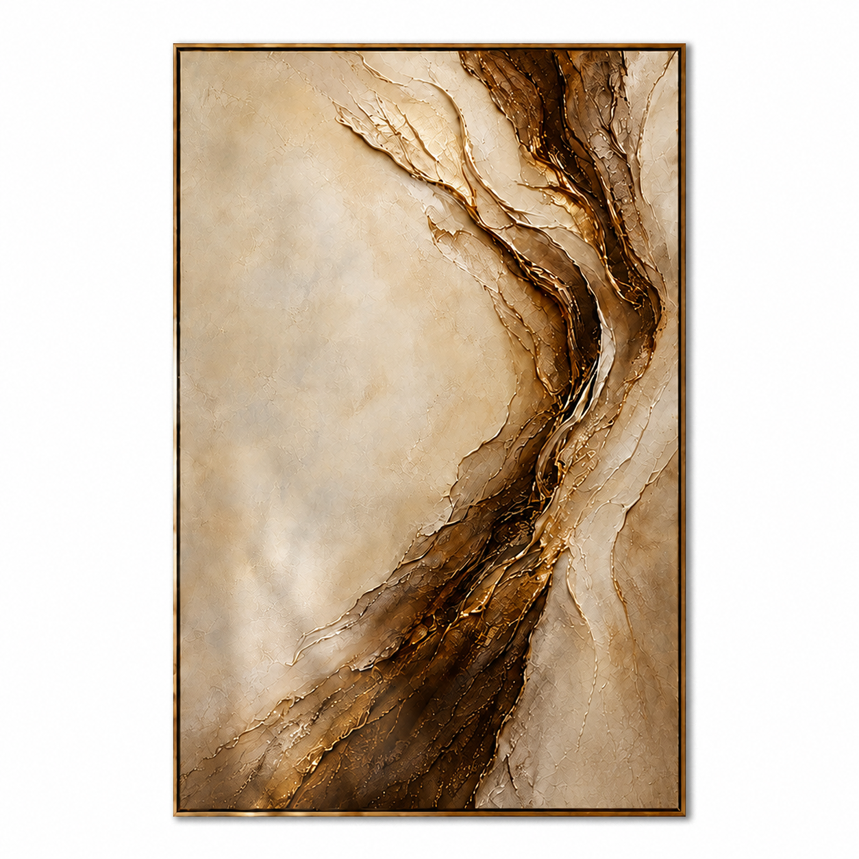 Golden Flow-Abstract Texture Oil Painting