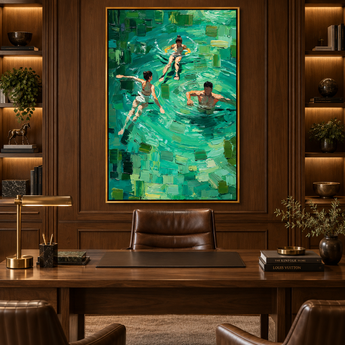 Emerald Pool Moments-Contemporary Swimming Painting