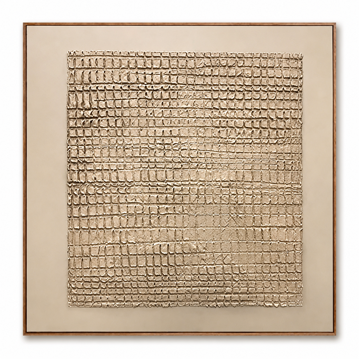 Linen Grid-Textured Abstract Painting