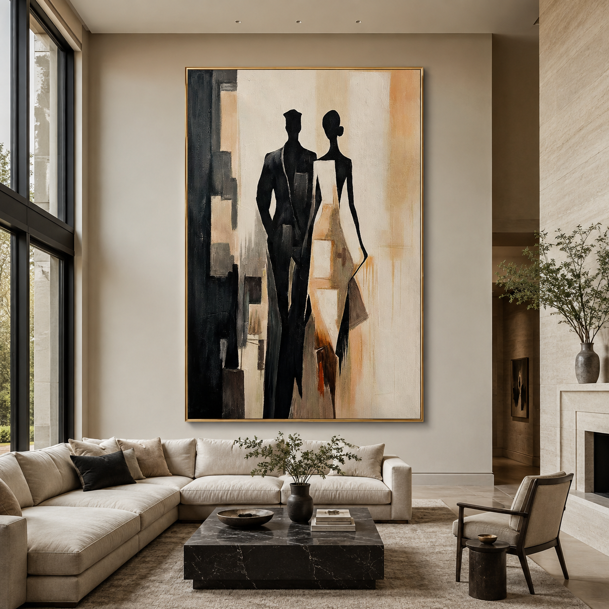 Urban Pair-Black White Couple Painting