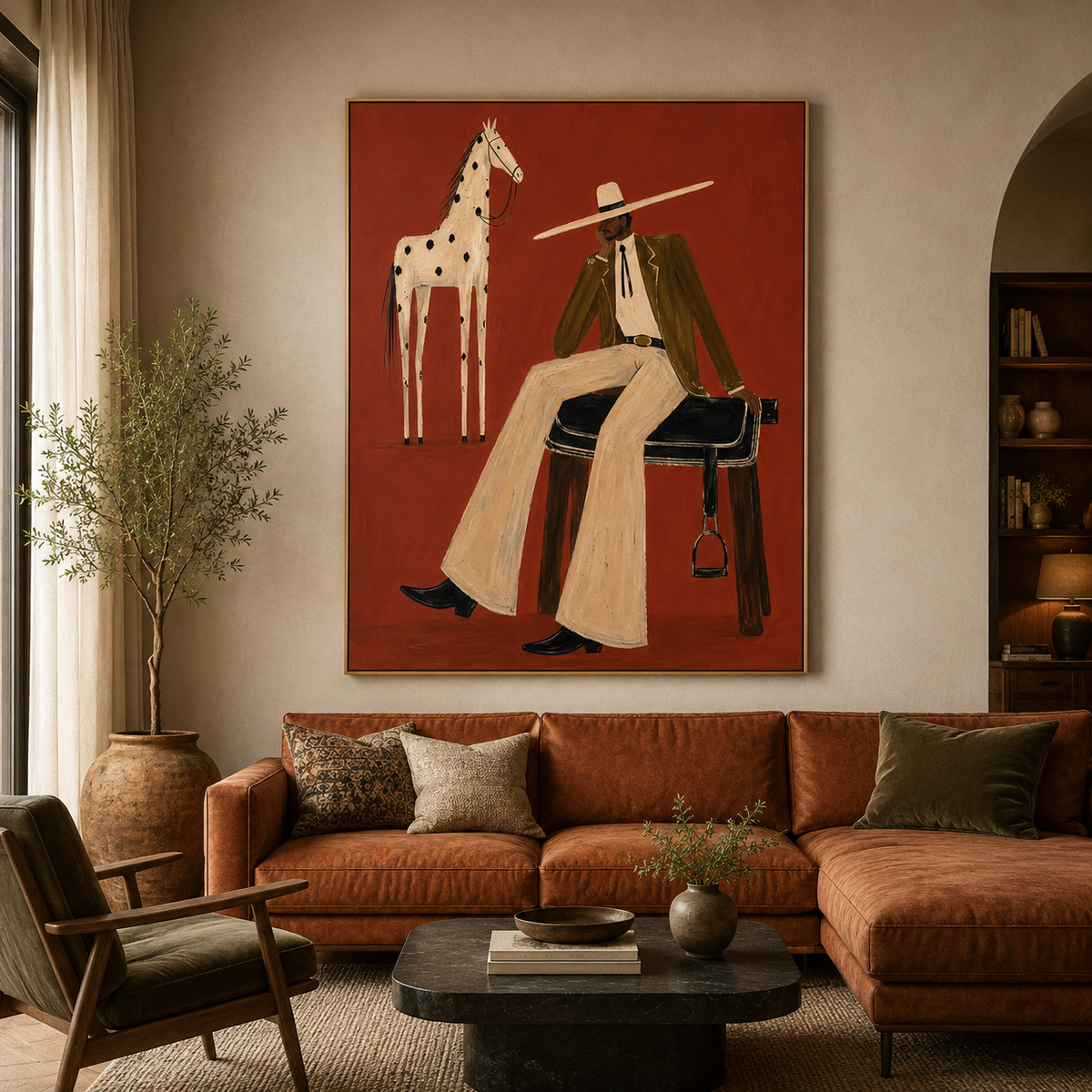 Western Elegance Rider-Contemporary Equestrian Oil Painting