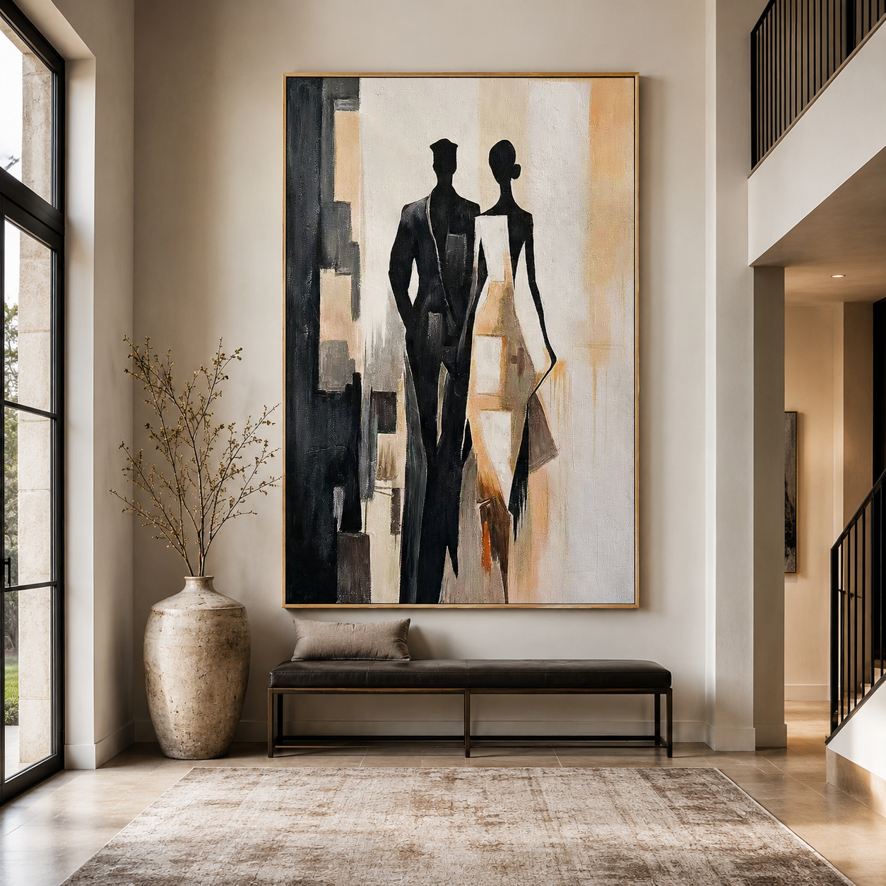 Urban Pair-Black White Couple Painting