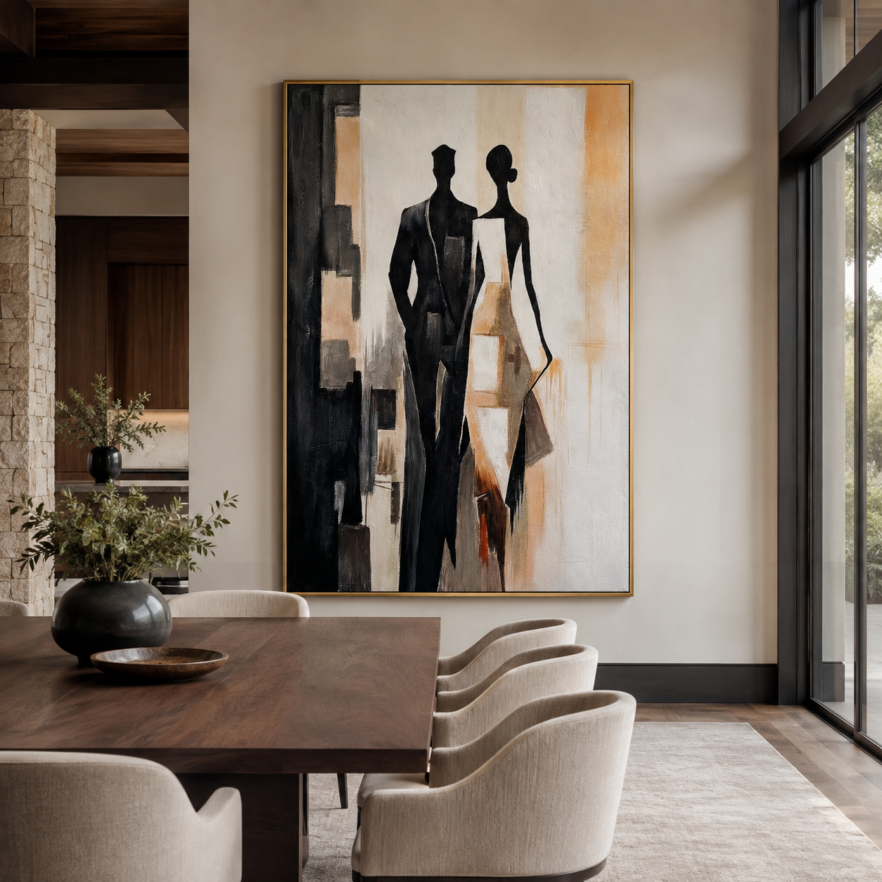 Urban Pair-Black White Couple Painting