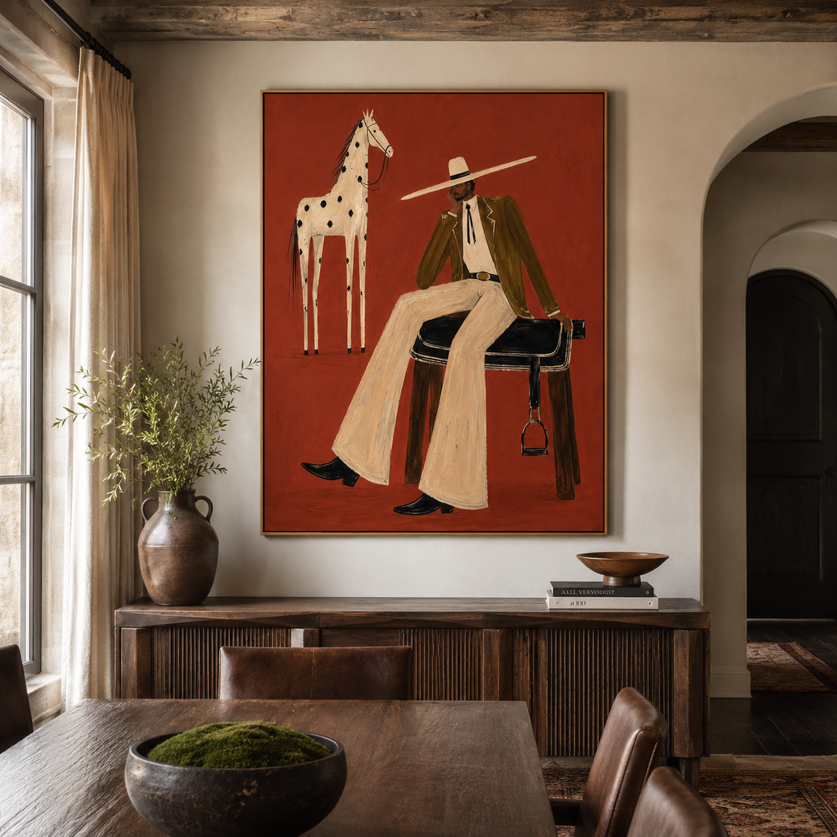 Western Elegance Rider-Contemporary Equestrian Oil Painting