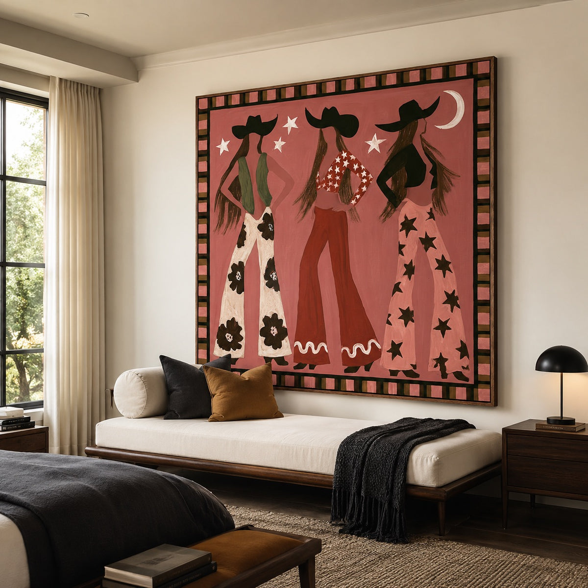 Pink Moon-Cowgirl Oil Painting