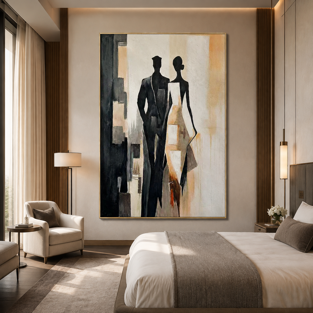 Urban Pair-Black White Couple Painting
