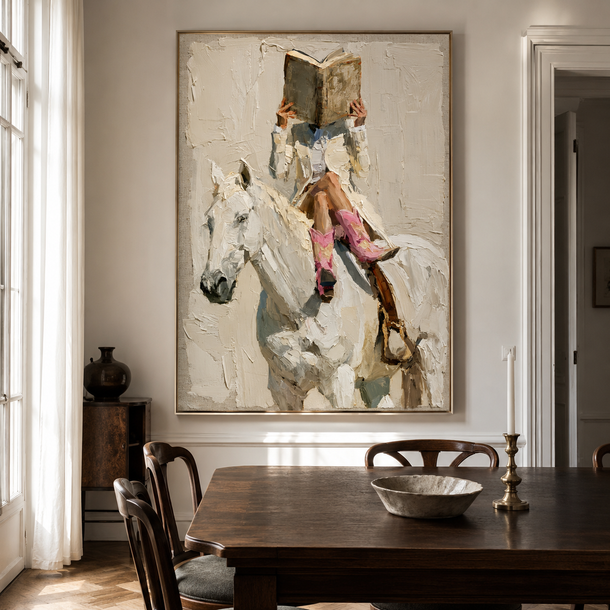 Quiet Pages-White Horse Figurative Painting
