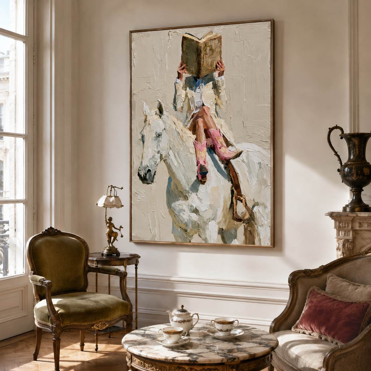 Quiet Pages-White Horse Figurative Painting