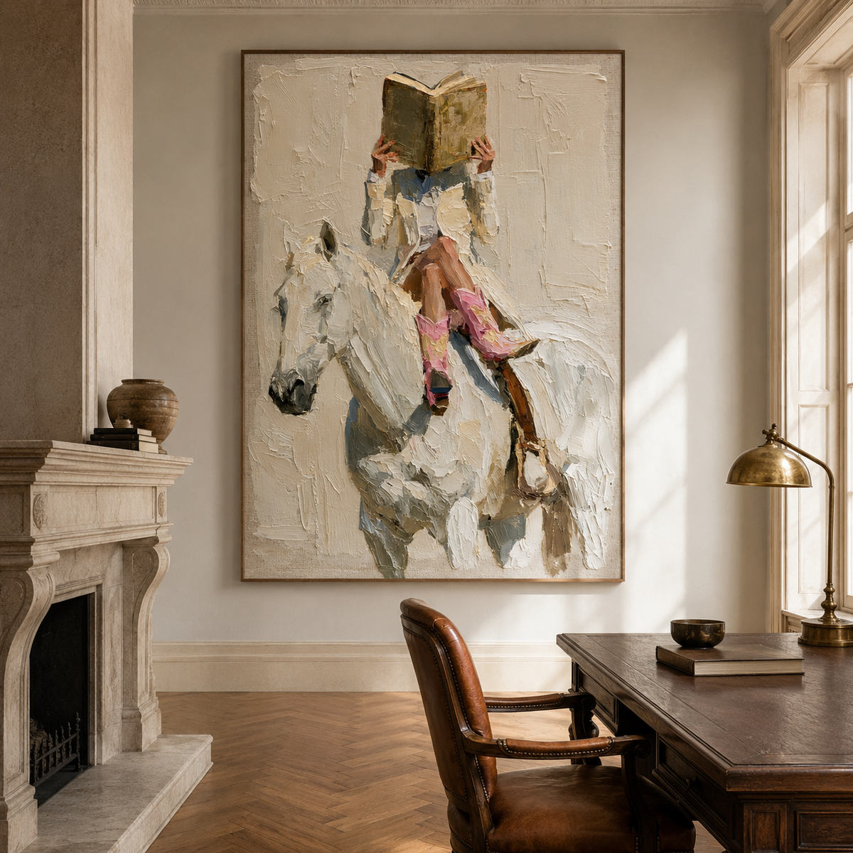 Quiet Pages-White Horse Figurative Painting