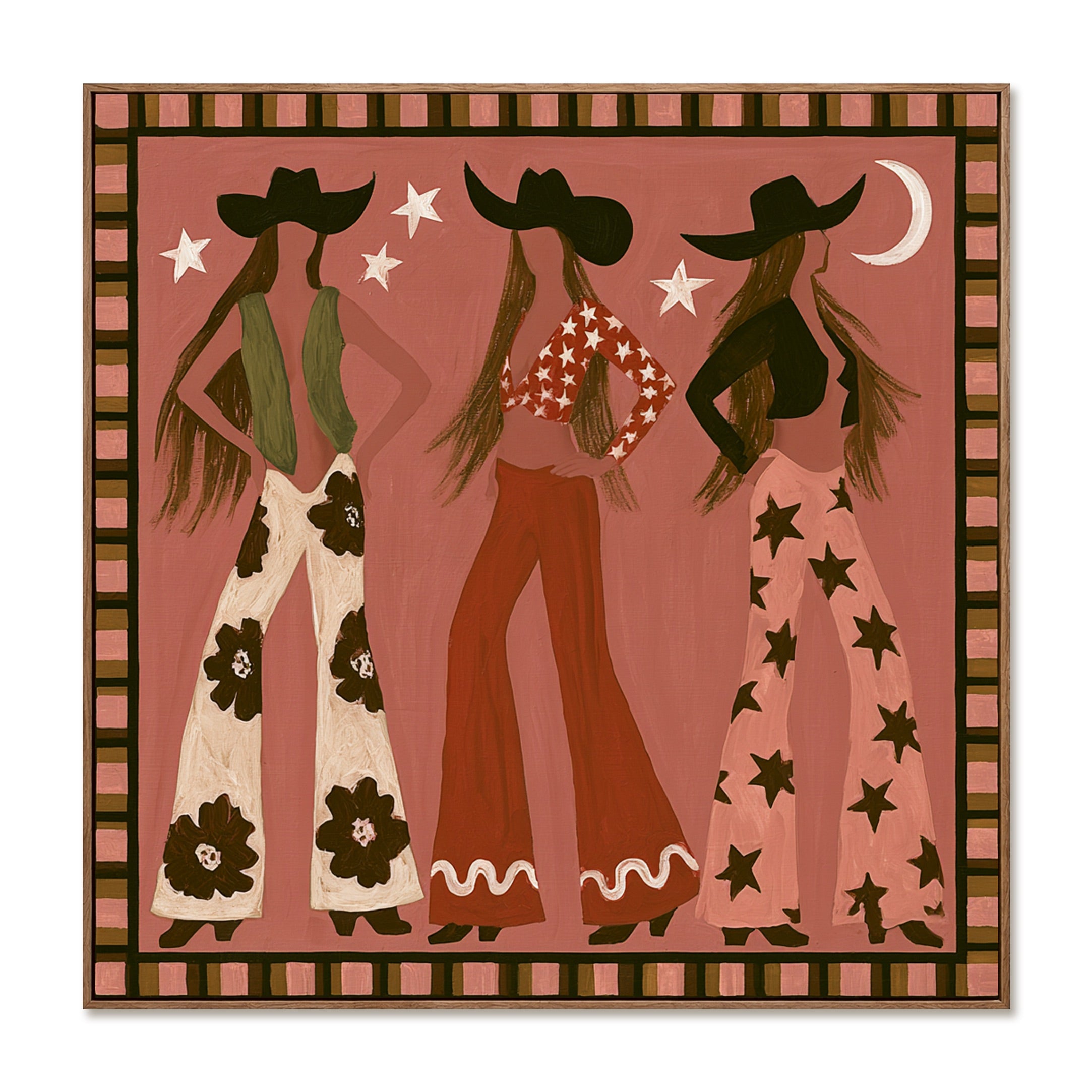 Pink Moon-Cowgirl Oil Painting