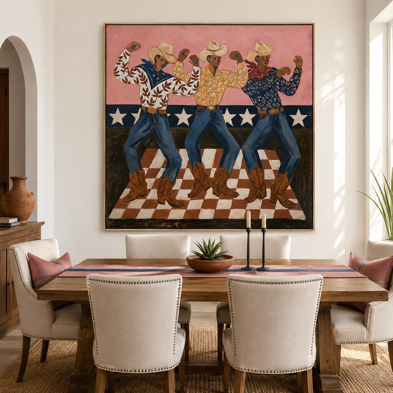 Starstep Trio-Cowboy Dance Oil Painting